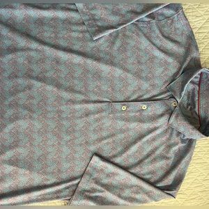 Johnnie-O polo, paisley print, pink/blue/baby blue, worn once